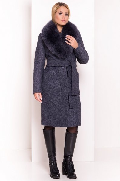 Утепленное пальто зима с накладными карманами Габриэлла 4155 Цвет: Графит LW24