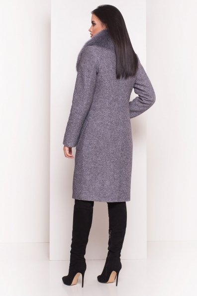Утепленное пальто зима с накладными карманами Габриэлла 4155 Цвет: Серый Темный LW-5