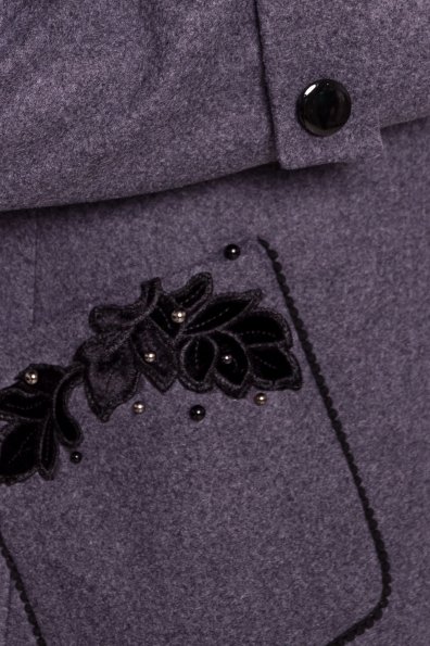 Укороченное пальто-трапеция с вышивкой Латта 5526 Цвет: Серый/голубой 43