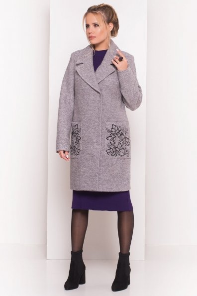 Демисезонное пальто из варенной шерсти Милена 5273 Цвет: Серый LW-10