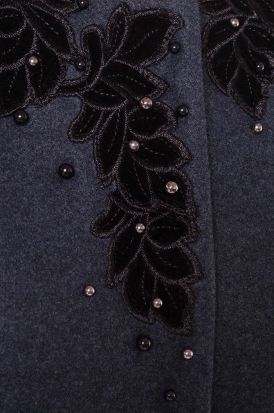 Укороченное пальто-трапеция с вышивкой Латта 5526 Цвет: Синий/Зеленый 72