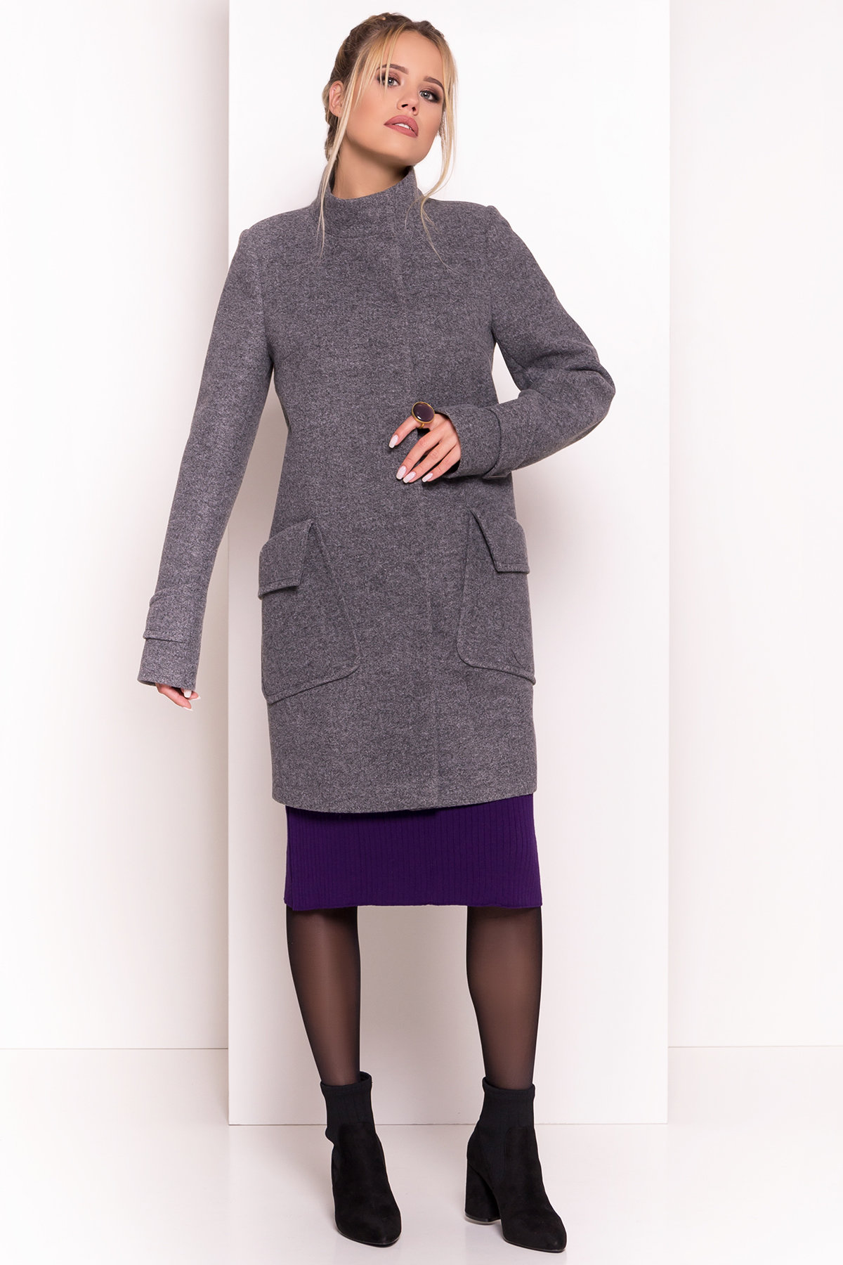 Купить женское пальто в Украине Демисезонное пальто с воротником стойка Эста 5417