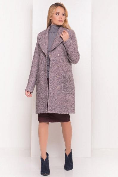 Демисезонное пальто из варенной шерсти Милена 5273 Цвет: Серо-розовый LW-25