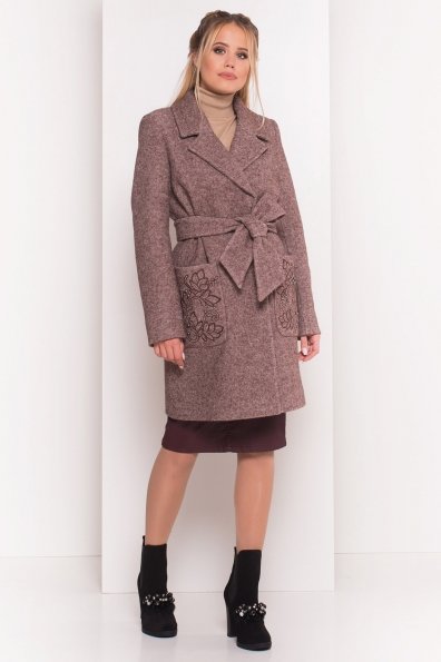 Демисезонное пальто из варенной шерсти Милена 5273 Цвет: Кофе LW-4