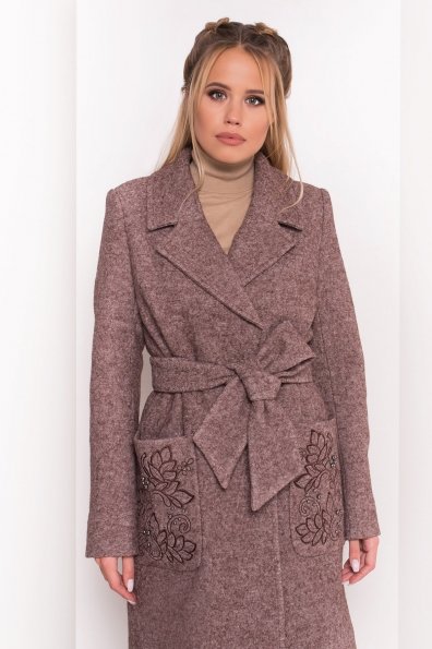 Демисезонное пальто из варенной шерсти Милена 5273 Цвет: Кофе LW-4