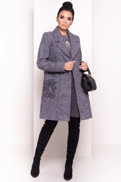 Демисезонное пальто из варенной шерсти Милена 5273 Цвет: Серый темный LW-22