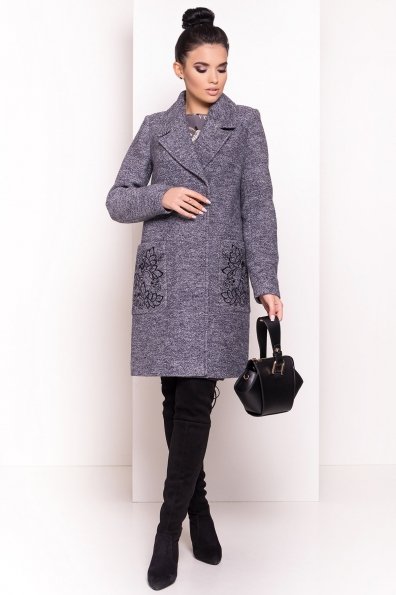 Демисезонное пальто из варенной шерсти Милена 5273 Цвет: Серый темный LW-22