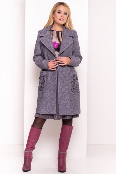 Демисезонное пальто из варенной шерсти Милена 5273 Цвет: Серый Темный LW-47