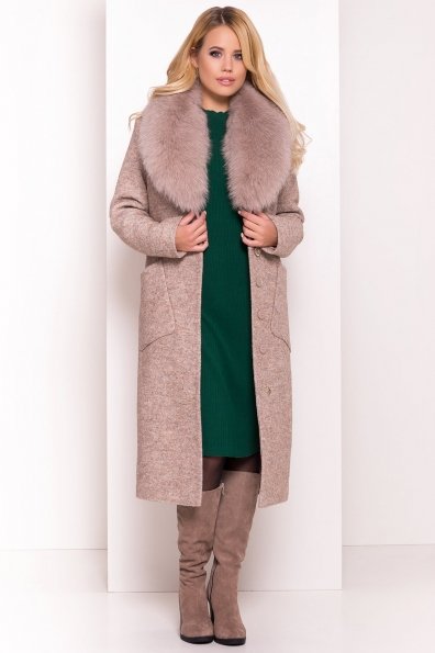 Зимнее пальто с воротником из песца Габриэлла 4150 Цвет: Бежевый 13