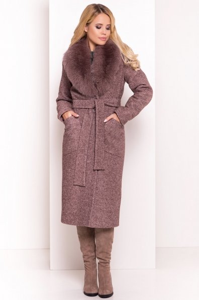 Зимнее пальто с воротником из песца Габриэлла 4150 Цвет: Кофе LW-4