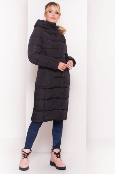 Пуховик-пальто с поясом Жако 5540 Цвет: Черный