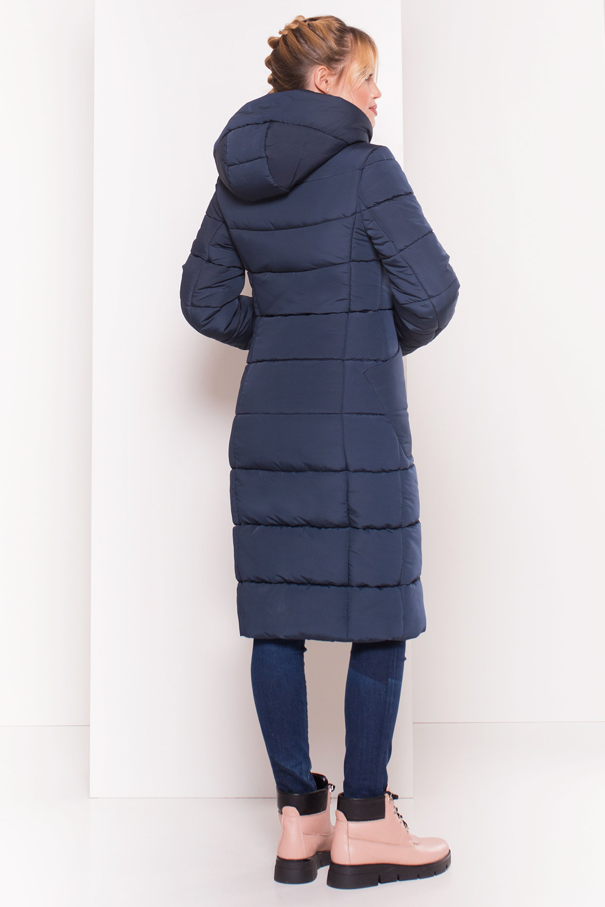 Пуховик-пальто с поясом Жако 5540 АРТ. 38050 Цвет: Темно-синий - фото 2, интернет магазин tm-modus.ru