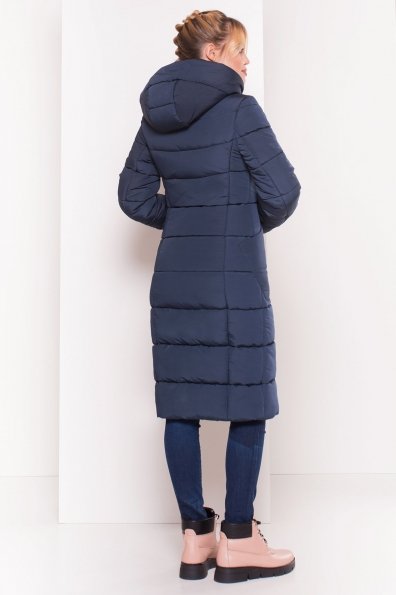 Пуховик-пальто с поясом Жако 5540 Цвет: Темно-синий