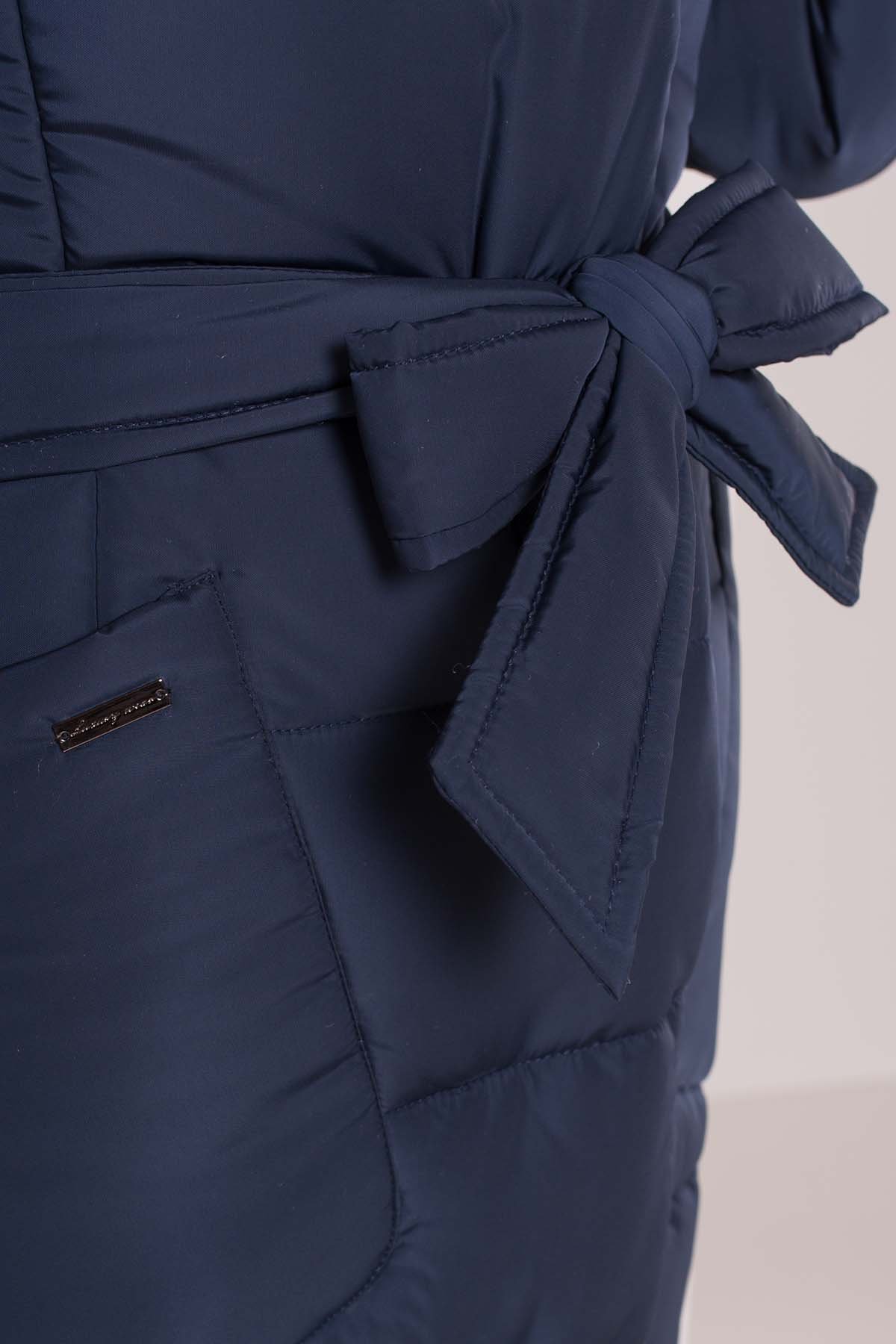 Пуховик-пальто с поясом Жако 5540 АРТ. 38050 Цвет: Темно-синий - фото 6, интернет магазин tm-modus.ru