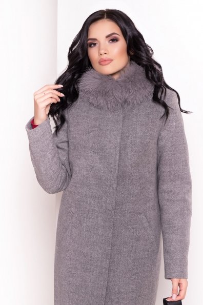 Утепленное пальто зима с натуральным мехом Фортуна 3832 Цвет: Серый 18