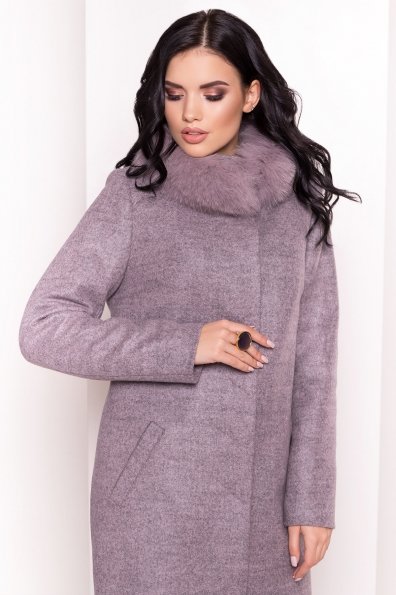 Утепленное пальто зима с натуральным мехом Фортуна 3832 Цвет: Карамель 20