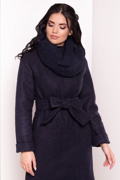 Классическое однобортное пальто зима с отложным воротником Приора 5835 Цвет: Темно-синий
