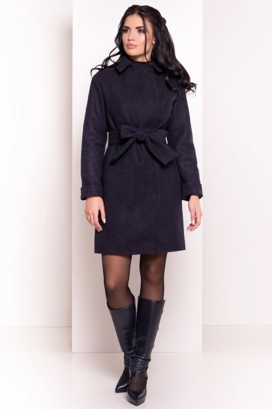 Классическое однобортное пальто зима с отложным воротником Приора 5835 Цвет: Темно-синий