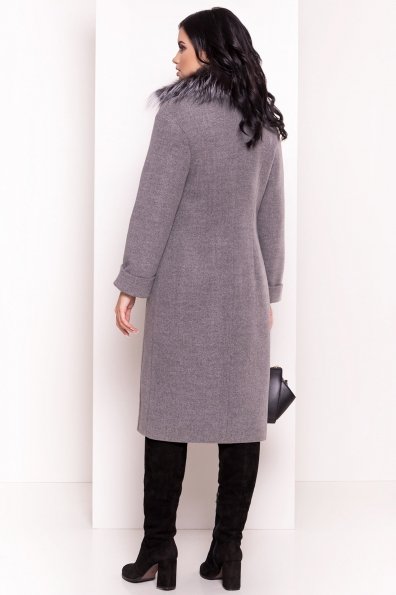 Зимнее приталенное пальто с поясом Богема 5706 Цвет: Серый 18