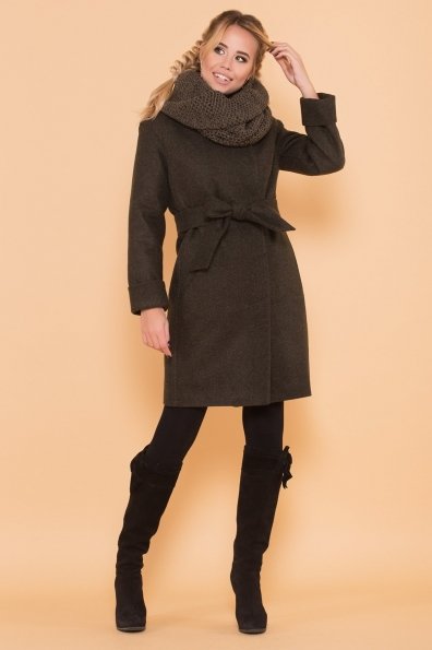 Классическое однобортное пальто зима с отложным воротником Приора 5835 Цвет: Хаки