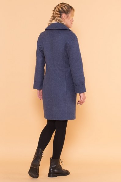 Классическое однобортное пальто зима с отложным воротником Приора 5835 Цвет: Джинс