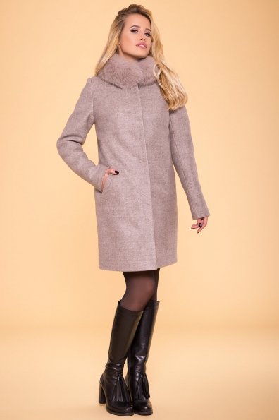 Утепленное пальто зима с натуральным мехом Фортуна 3832 Цвет: Бежевый 31