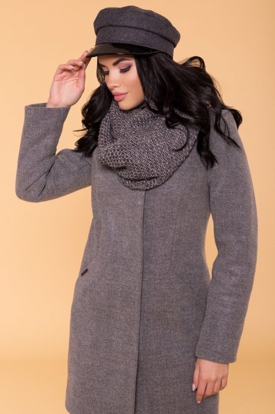 Зимнее пальто с шарфом Сплит 5834 Цвет: Серый 18
