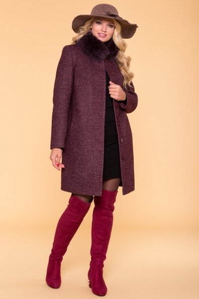 Зимнее утепленное пальто Donna Фортуна 3526 Цвет: Марсала