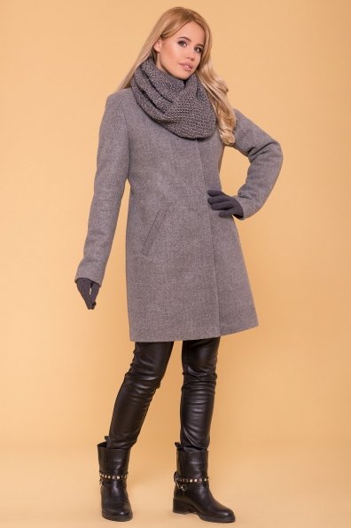 Зимнее пальто с хомутом Фортуна лайт 5802 Цвет: Серый 18