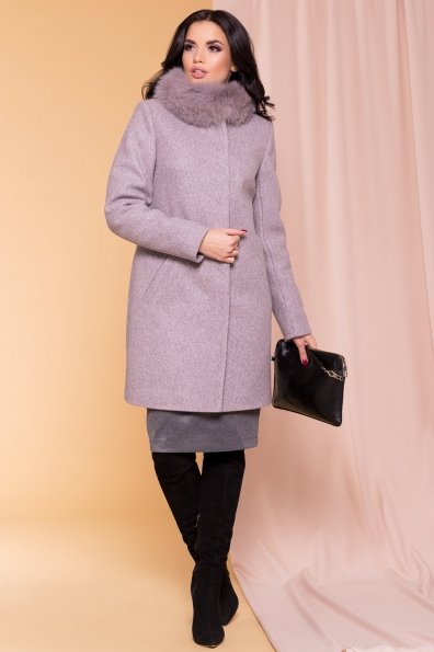 Пальто зима с прорезными карманами Фортуна 5747 Цвет: Серый/розовый 78