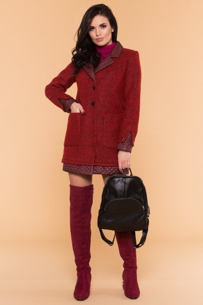 Пальто Астор 1052 Цвет: Красный/черный/бордо