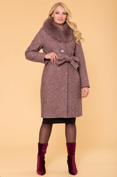 Пальто зима с меховым воротником Габриэлла Donna 6048 Цвет: Кофе LW-4