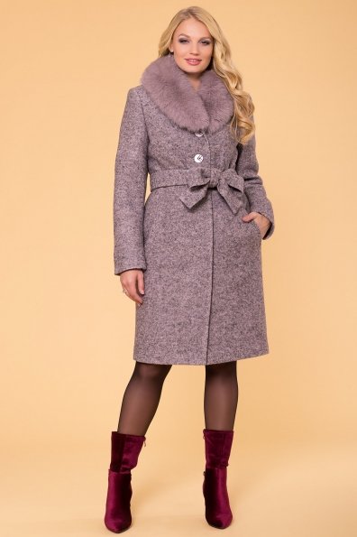 Пальто зима с меховым воротником Габриэлла Donna 6048 Цвет: Серо-розовый LW-25