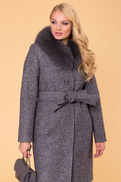 Пальто зима с меховым воротником Габриэлла Donna 6048 Цвет: Серый Темный LW-5