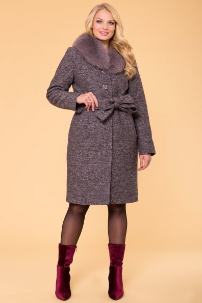 Пальто зима с меховым воротником Габриэлла Donna 6048 Цвет: Черный/розовый-LW19