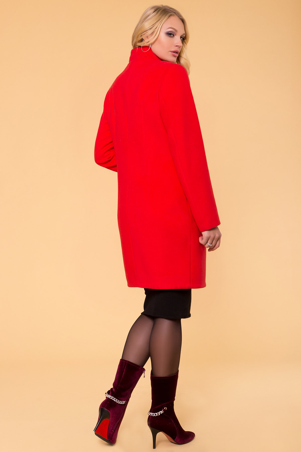 Красное демисезонное пальто Эльпассо 1 Donna 1096 АРТ. 38272 Цвет: Красный B-020 - фото 2, интернет магазин tm-modus.ru