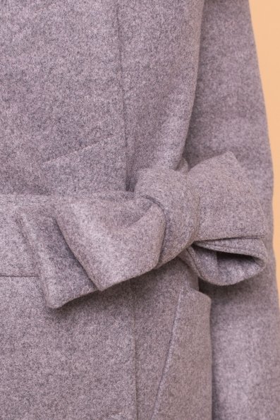 Пальто зима с меховым воротником стойкой Габи 4175 Цвет: Серый/розовый 19