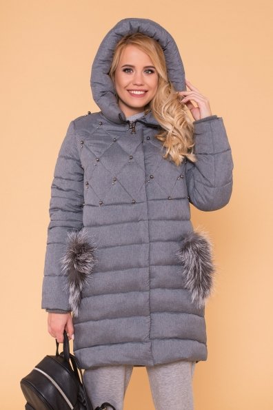Женская зимняя куртка Симона 4161 Цвет: Серый меланж