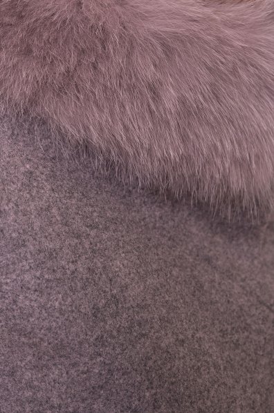 Утепленное пальто зима с натуральным мехом Фортуна 3832 Цвет: Серый/розовый 19