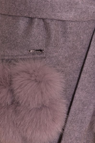 Зимнее пальто с меховыми карманами Анита 3820 Цвет: Серо-розовый 19