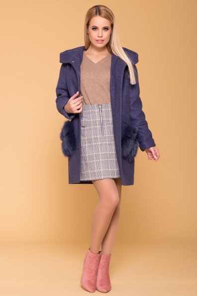 Зимнее пальто с меховыми карманами Анита 3820 Цвет: Джинс 57