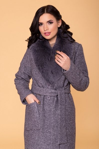 Утепленное пальто зима с накладными карманами Габриэлла 4155 Цвет: Серый Темный LW-47