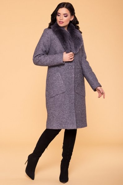 Утепленное пальто зима с накладными карманами Габриэлла 4155 Цвет: Серый Темный LW-47