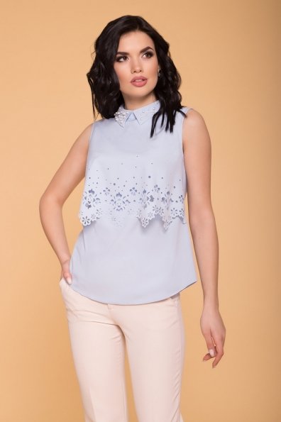 Блуза с пуговицами на спине Ларина 5190 Цвет: Голубой