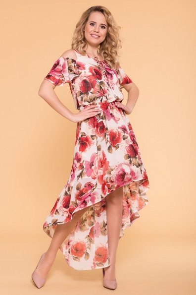 Платье Фрезия 5072 Цвет: Розы молоко/коралл