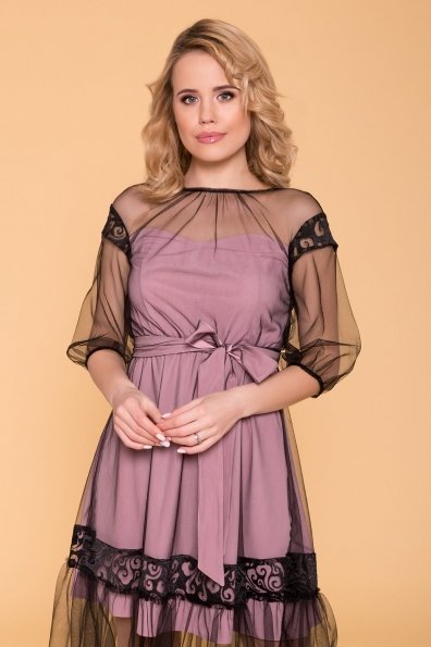 Нарядное Платье Фая 6649 Цвет: Серо-розовый/черный