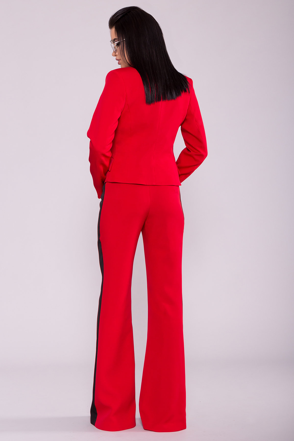Локи костюм жакет   брюки из костюмной ткани 6964 АРТ. 42088 Цвет: Красный/черный - фото 3, интернет магазин tm-modus.ru