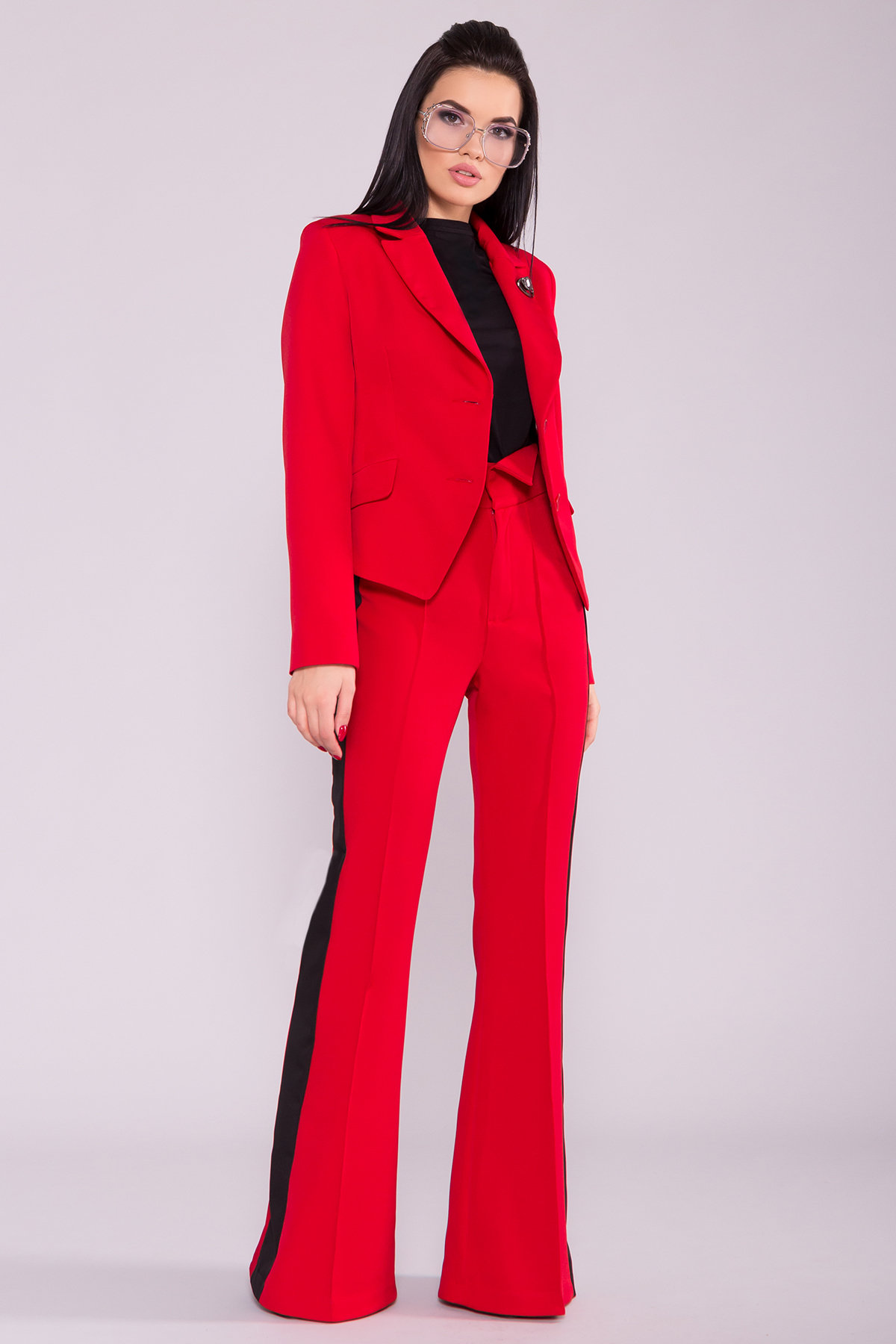 Локи костюм жакет   брюки из костюмной ткани 6964 АРТ. 42088 Цвет: Красный/черный - фото 5, интернет магазин tm-modus.ru