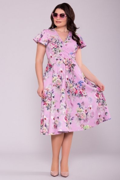 Платье Мидея миди DONNА 6931 Цвет: Цветы розовый/пудра