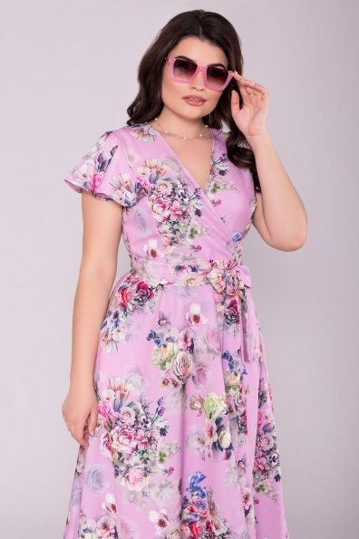 Платье Мидея миди DONNА 6931 Цвет: Цветы розовый/пудра